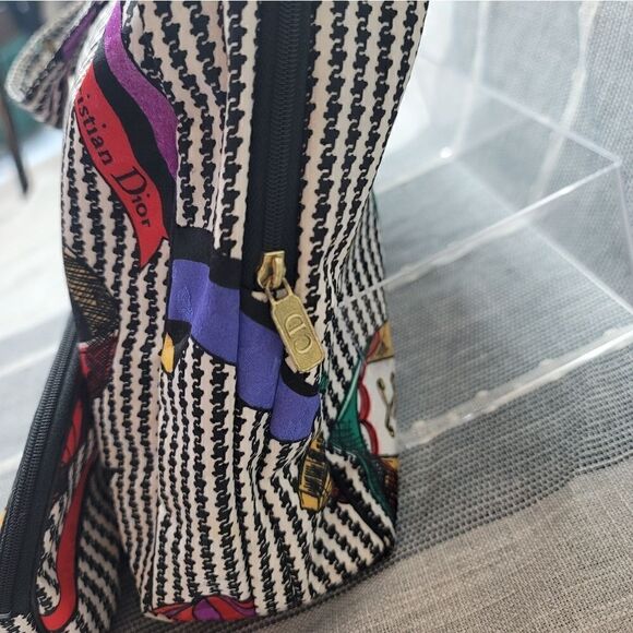 CHRISTIAN DIOR Vintage 90s Houndstooth And Ribbon Print Cosmetic Bags - Picture 8 of 16